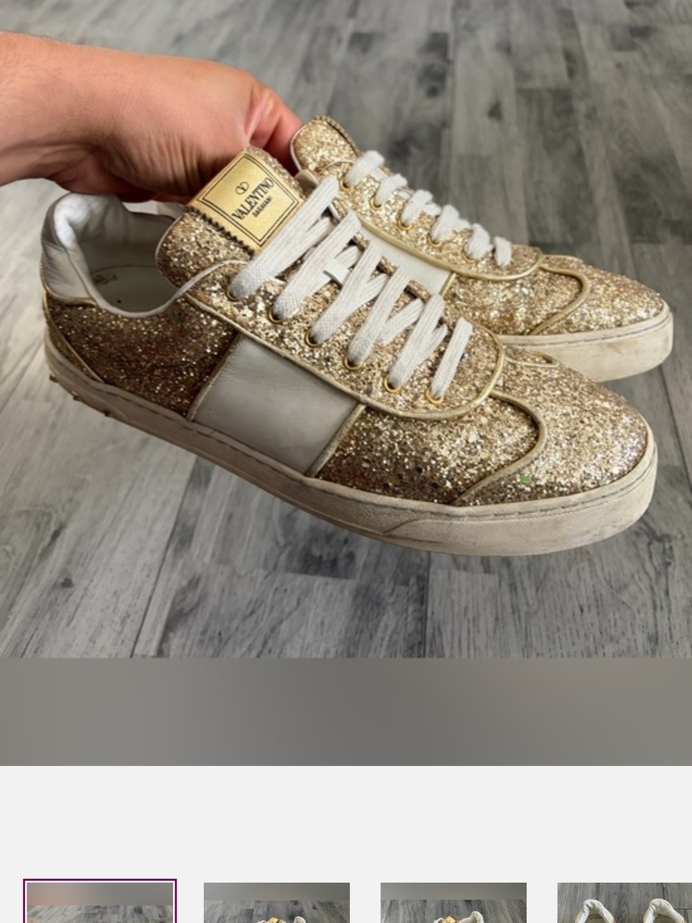 Valentino Garavani Glitter Low-Top Sneakers - Gold